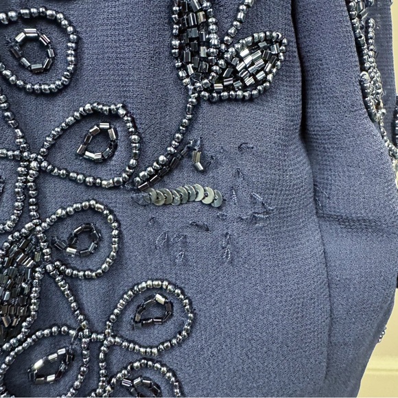 Adrianna Papell Navy Blue Sleeveless Scoop Back Beaded Cocktail Event Dress 14 - Picture 15 of 15